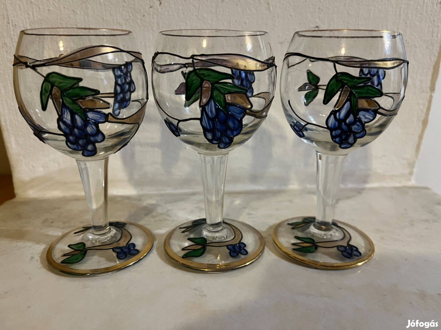 Kézzel festett talpas pohár 5 db