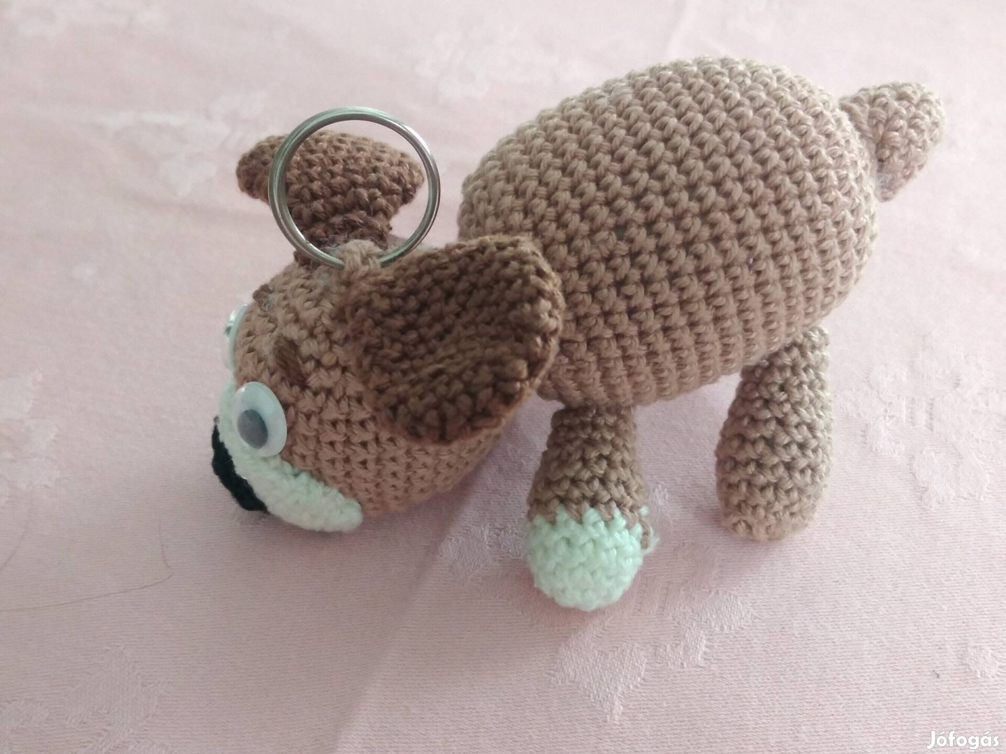 Kézzel horgolt kutya amigurumi plüss játék kulcstartó