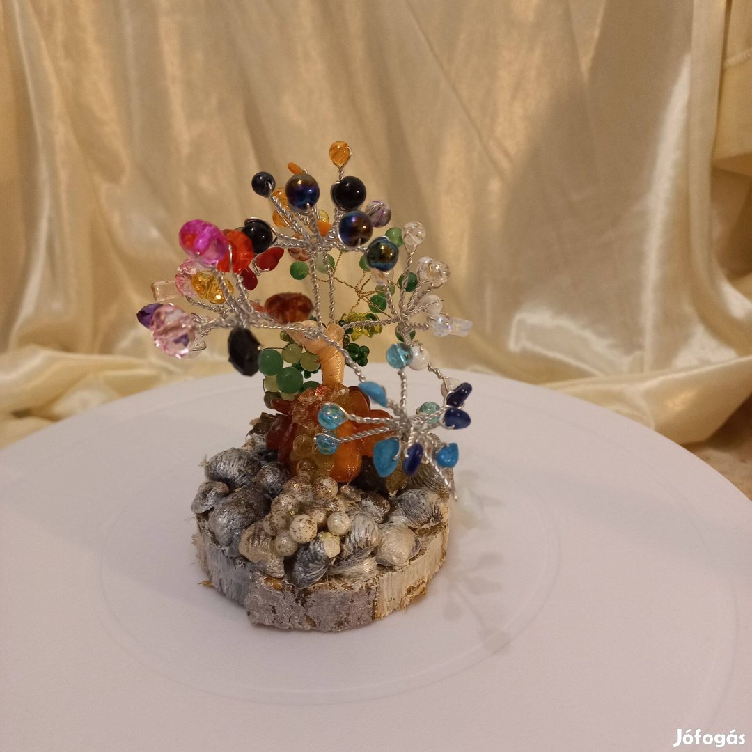 Kézzel készített díszfa-egyedi, gyöngyös dekoráció farönk