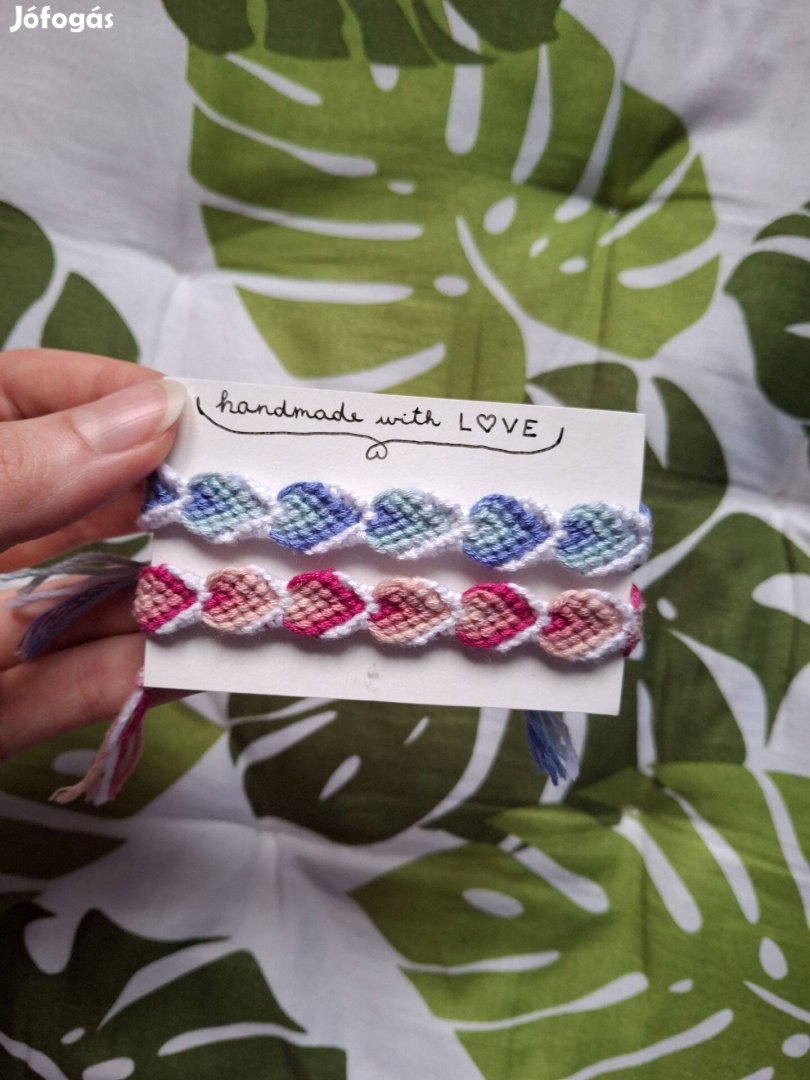 Kézzel készült karkötő szett rózsaszín, kék