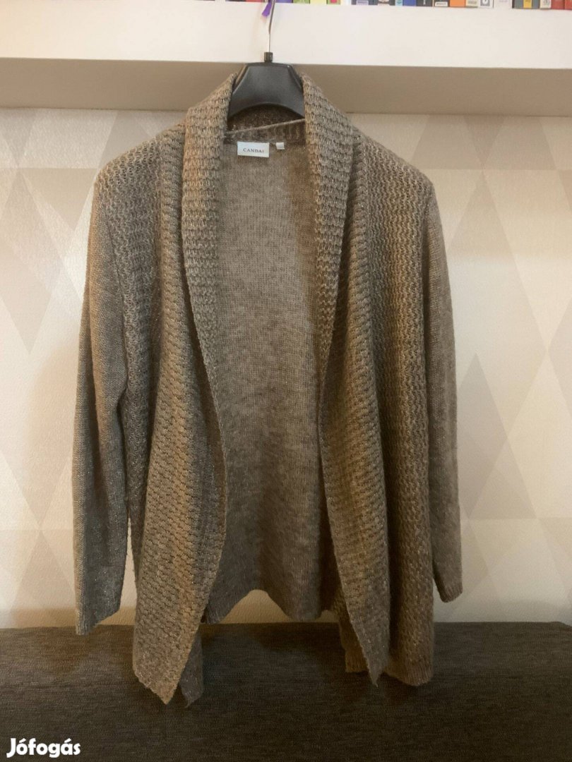 Khaki barnás zöld kötött női vízesés kardigán CA Canda L