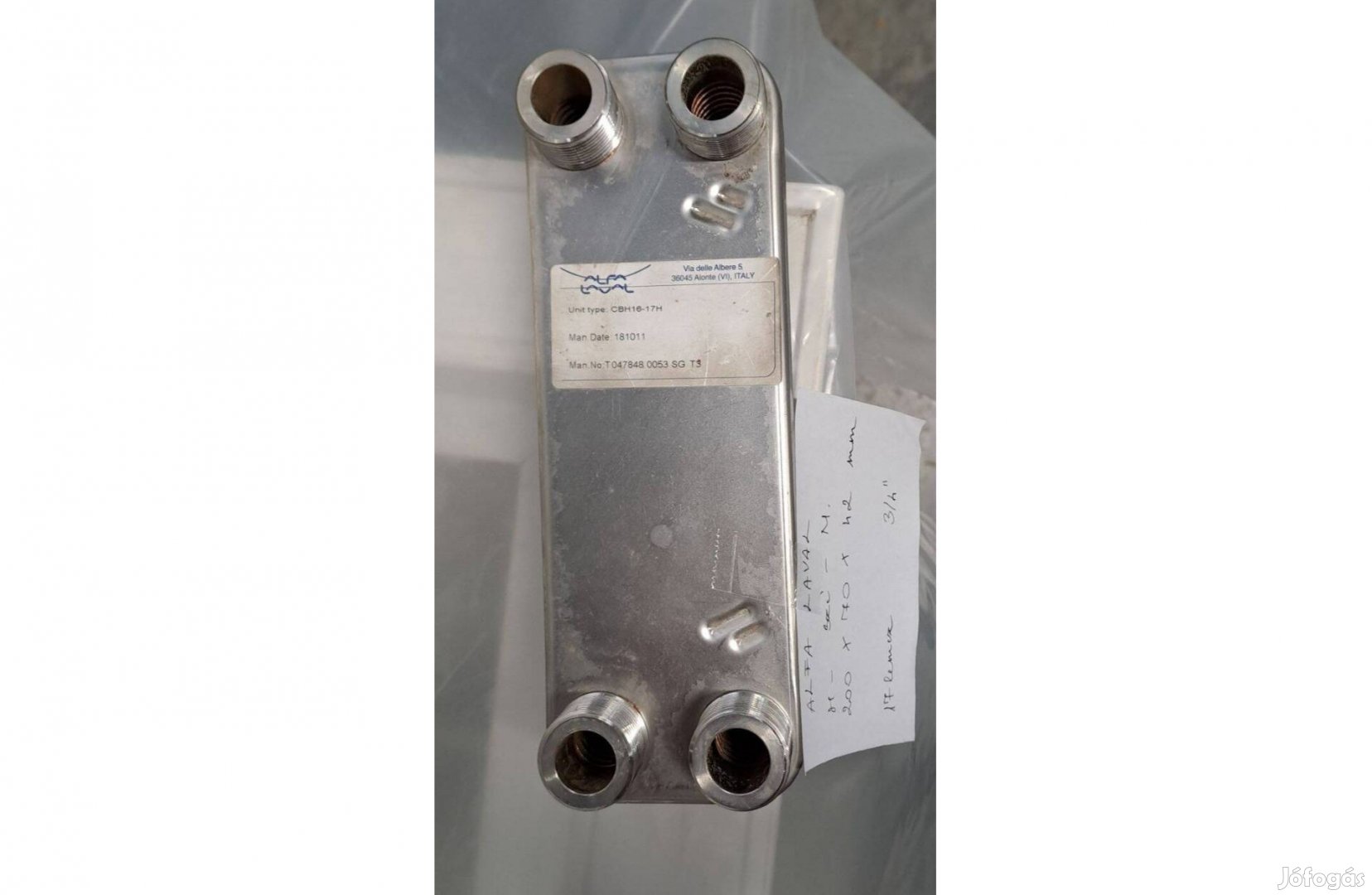 Kicsi Alfa Laval hőcserélő 17 lemezes