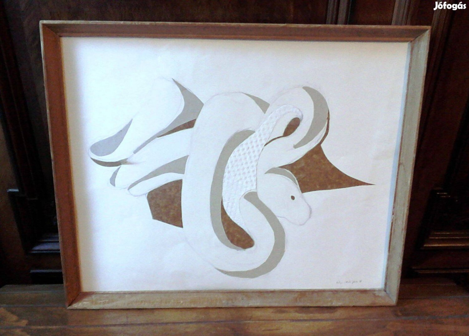 Kígyó grafika-kollázs eladó