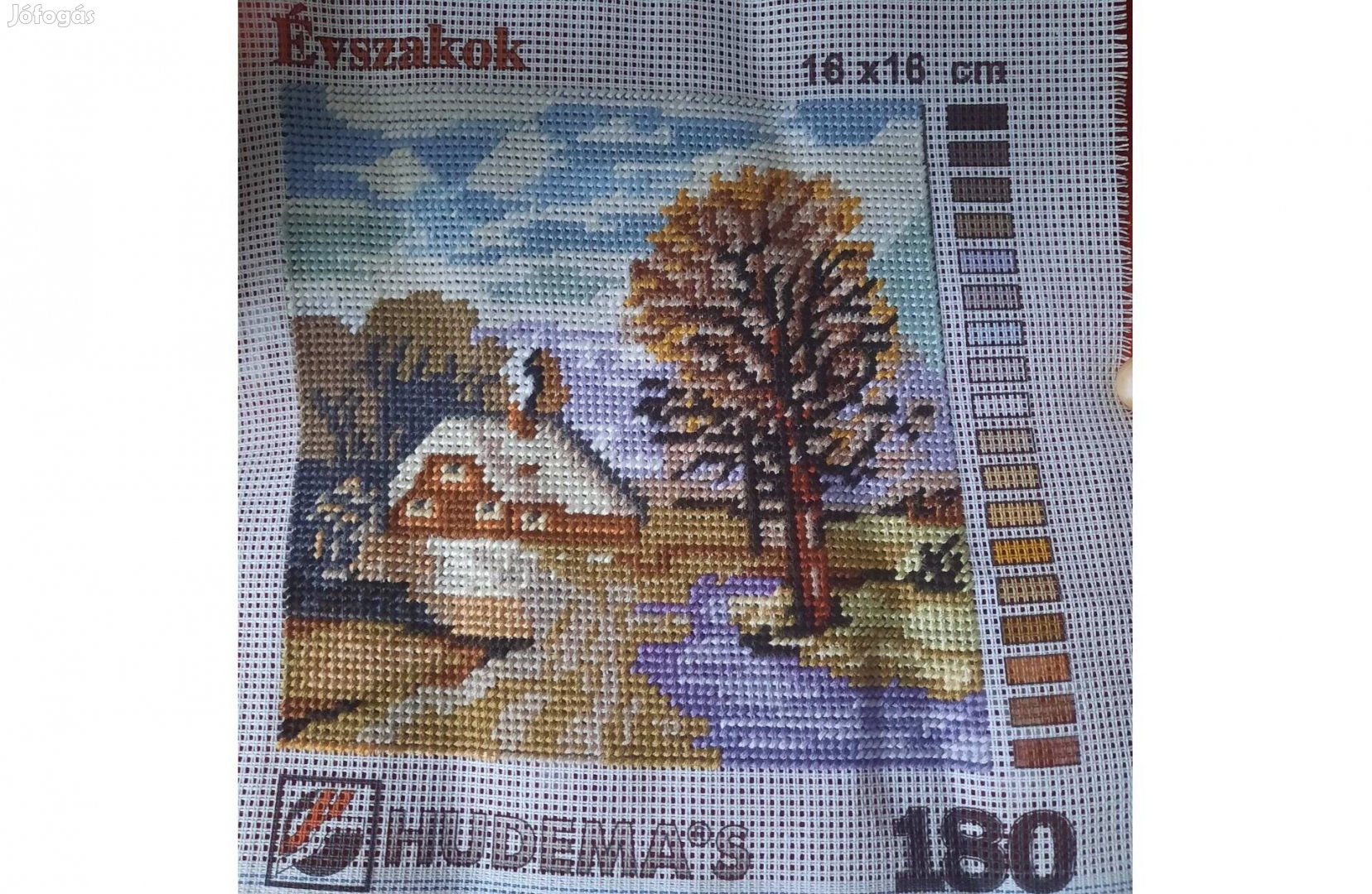 Kihímzett gobelin kép keret nélkül eladó