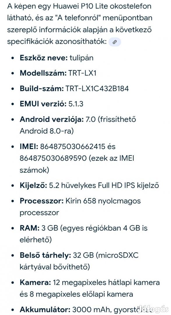 Kijelzőcserés vagy alkatrész Huawei okostelefon