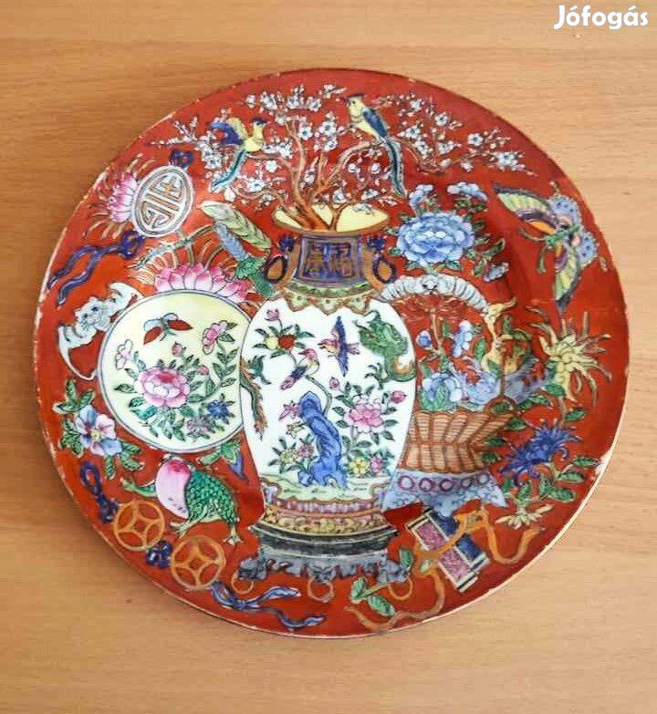 Kínai Oriental Objects D'Art Made in Macau porcelán dísztál