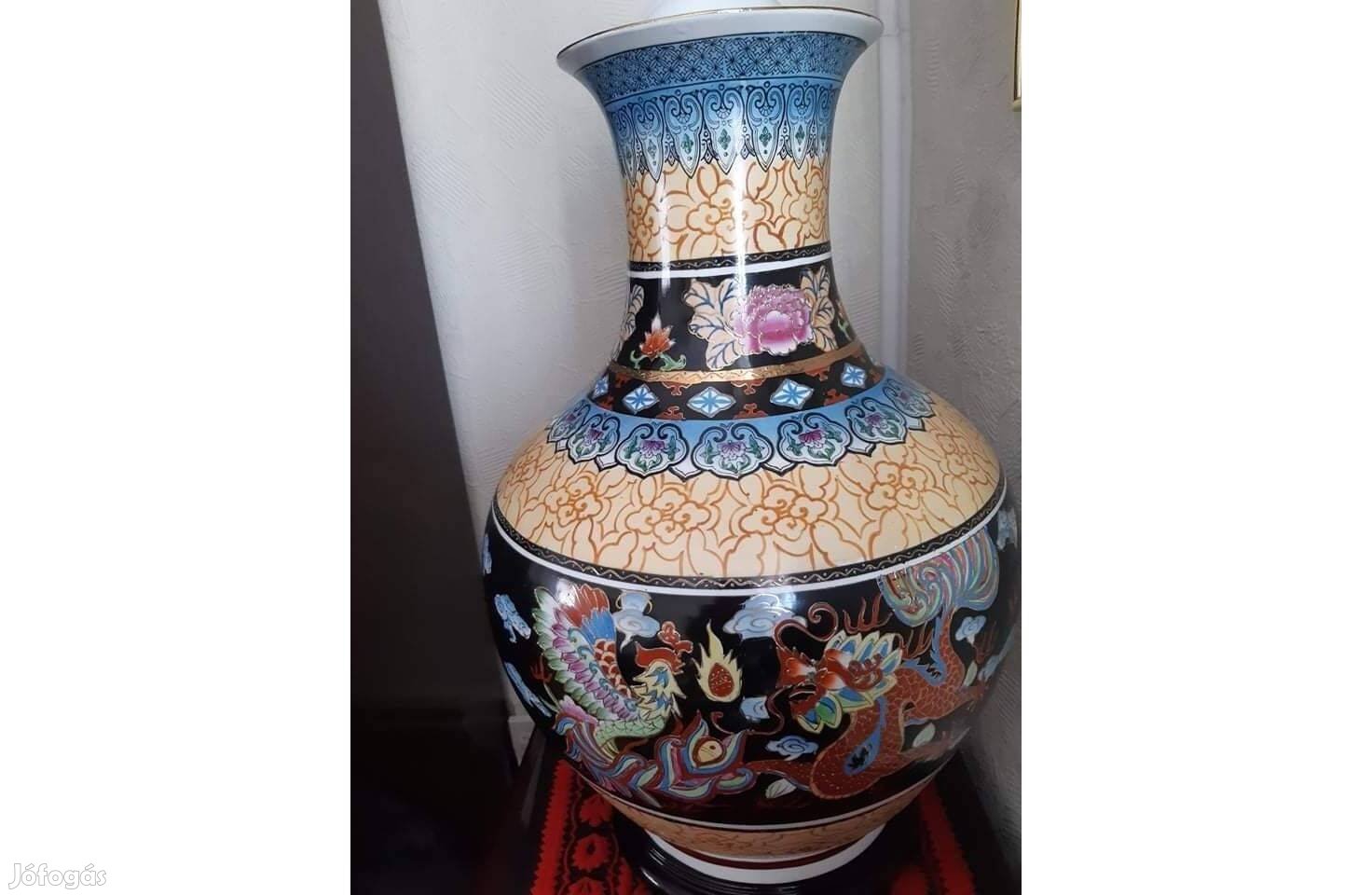 Kínai kézzel festett 60 cm magas porcelán padló váza - padlóváza
