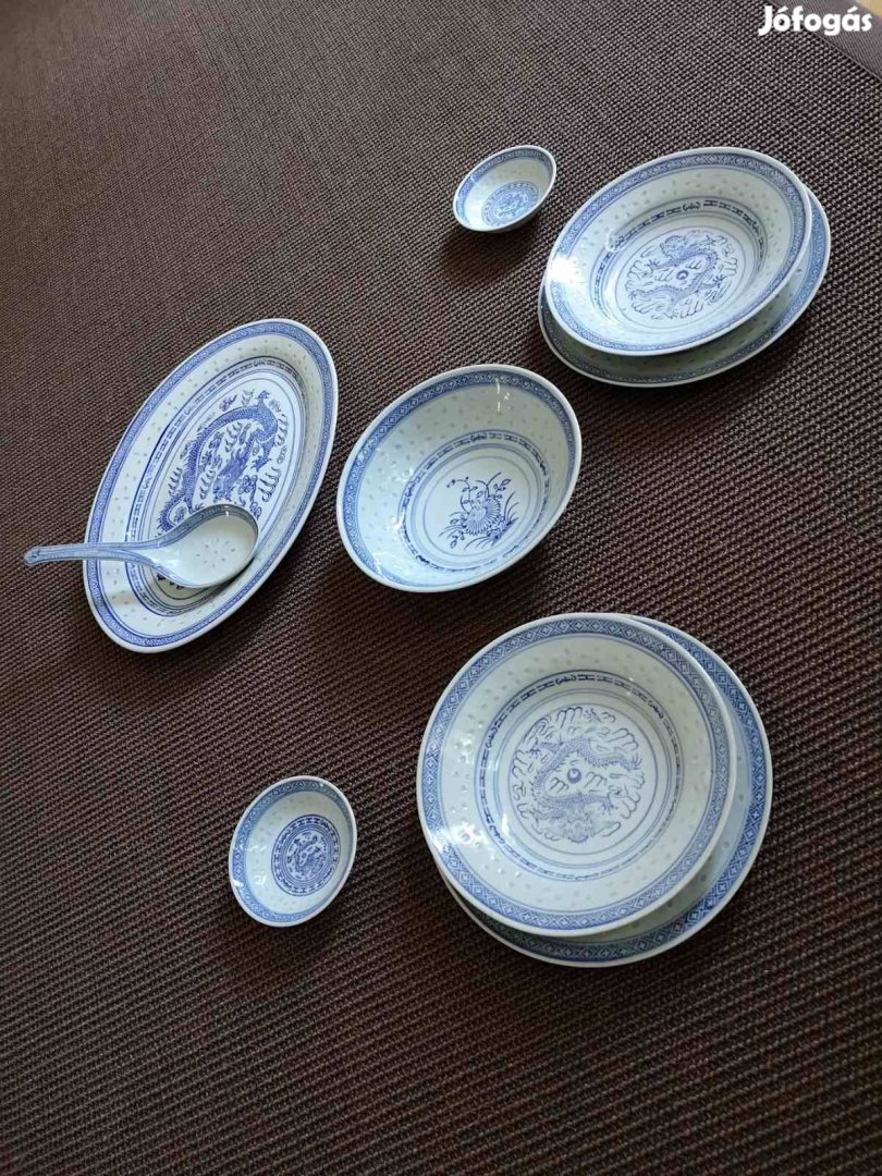 Kínai rizsszem mintás porcelán készlet