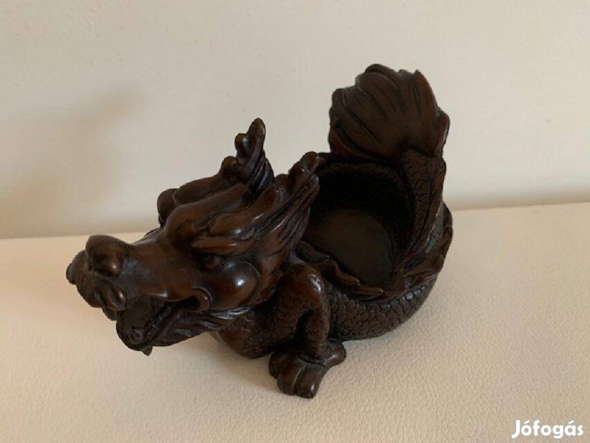 Kínai sárkány hamutartó ékszertartó barna tálka dekoráció
