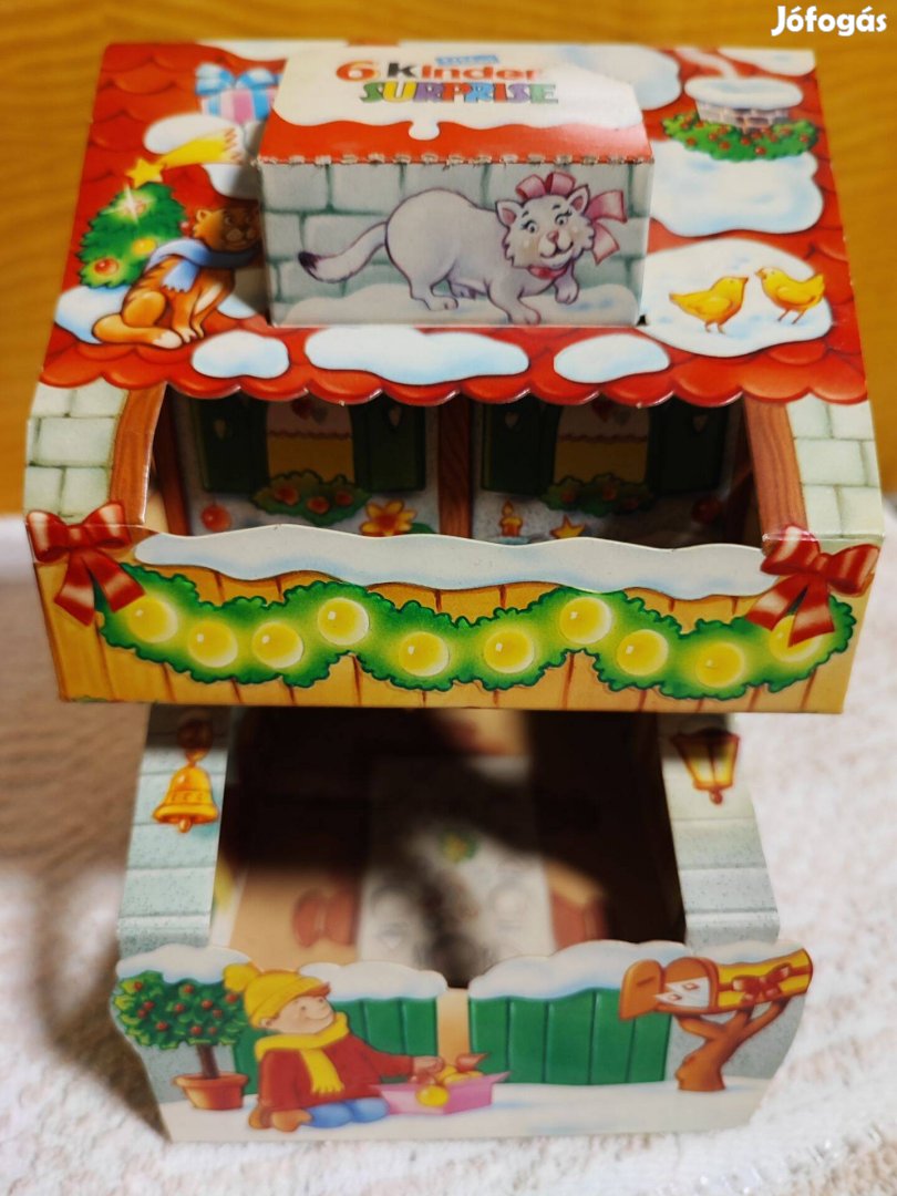 Kinder játék Karácsonyi ház papír kindertojás tartó házikó