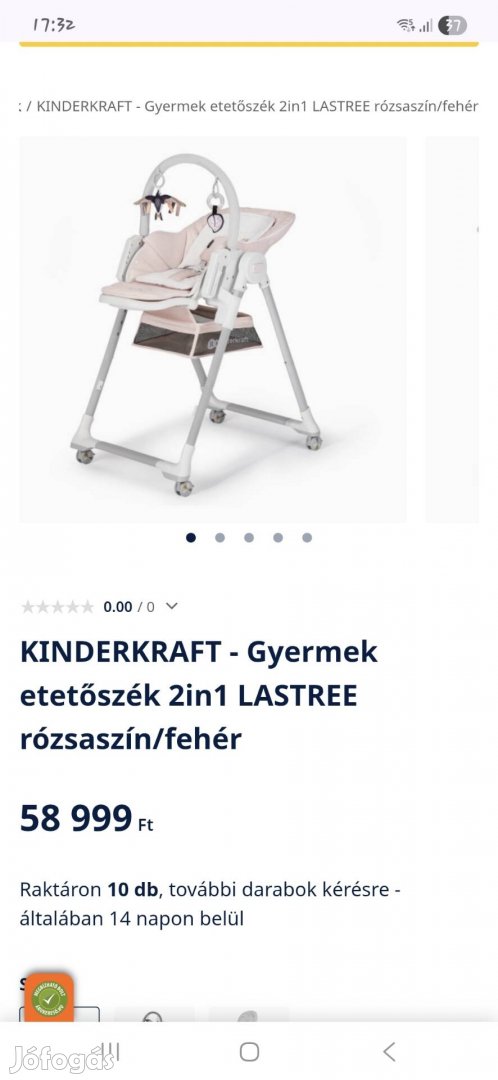 Kinderkraft 2in1 etetőszék, rózsaszín