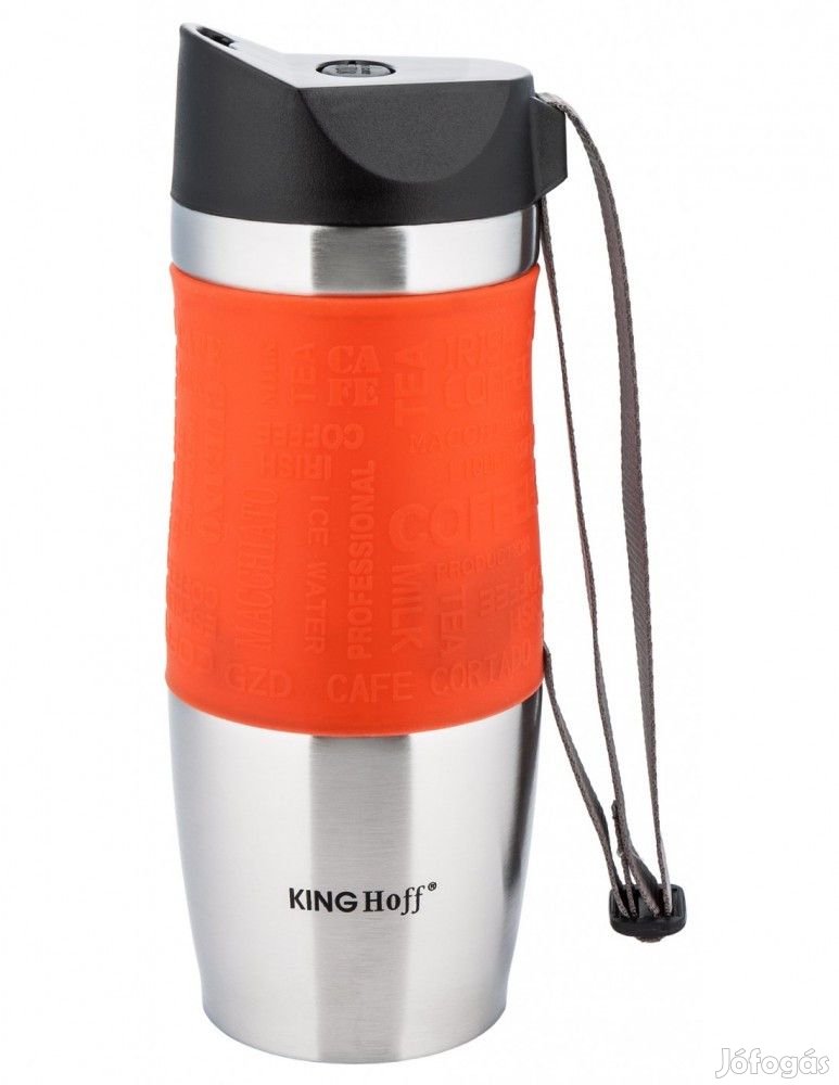 Kinghoff utazó bögre 380ml - narancssárga / inox (KH-4176O)