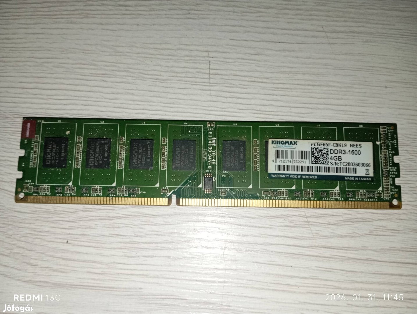 Kingmax DDR3-1600 4gb RAM, memória