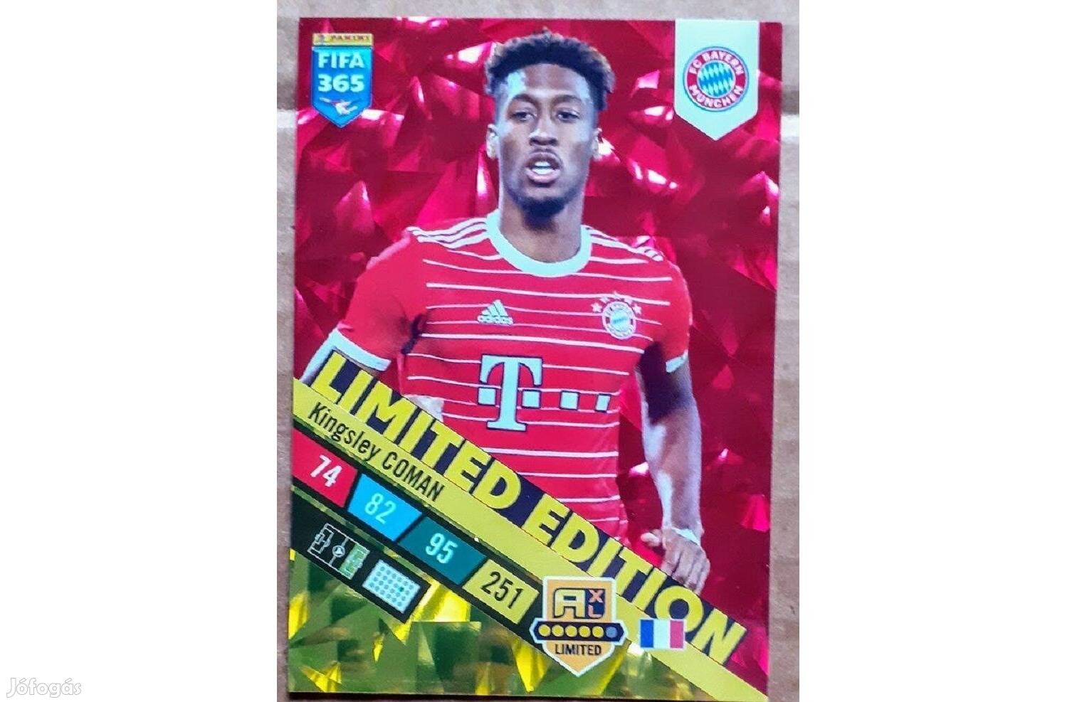 Kingsley Coman Bayern München Limited focis kártya Panini 2023