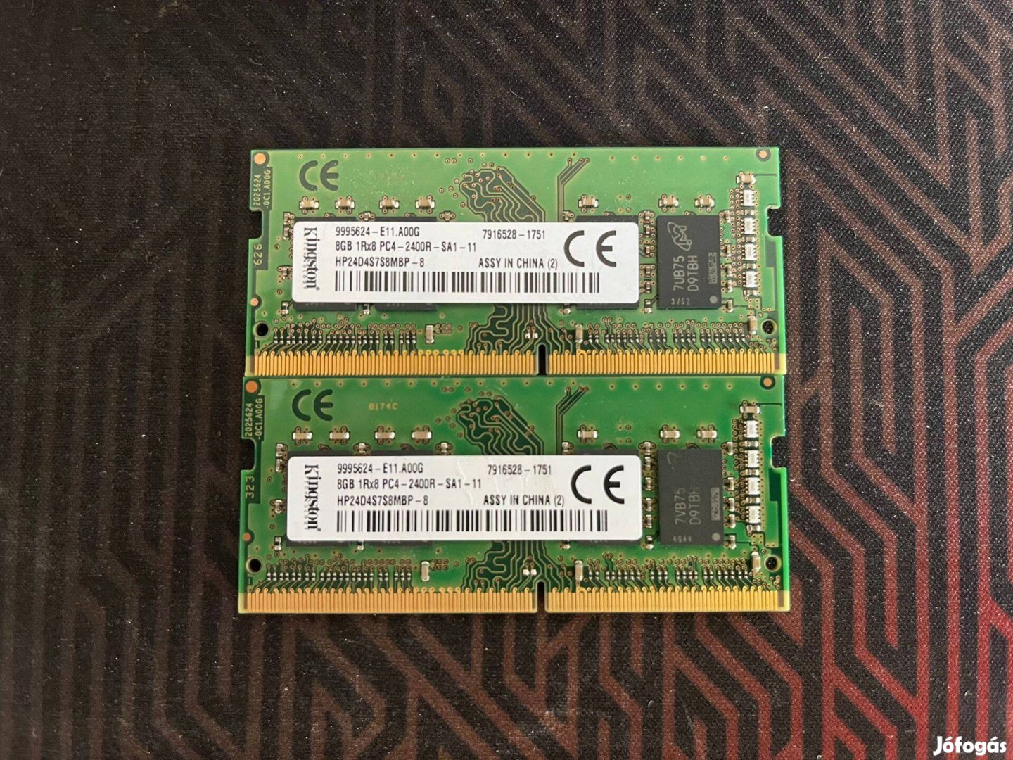 Kingston 16GB 2x8GB 1RX8 PC4-2400R Notebook DDR4 Memória