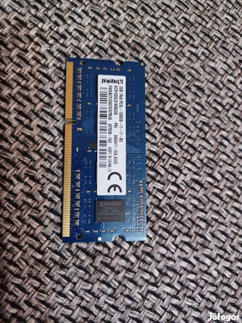 Kingston 2GB 1Rx8 PC3L-12800S-11-11-B3 laptop memória RAM eladó