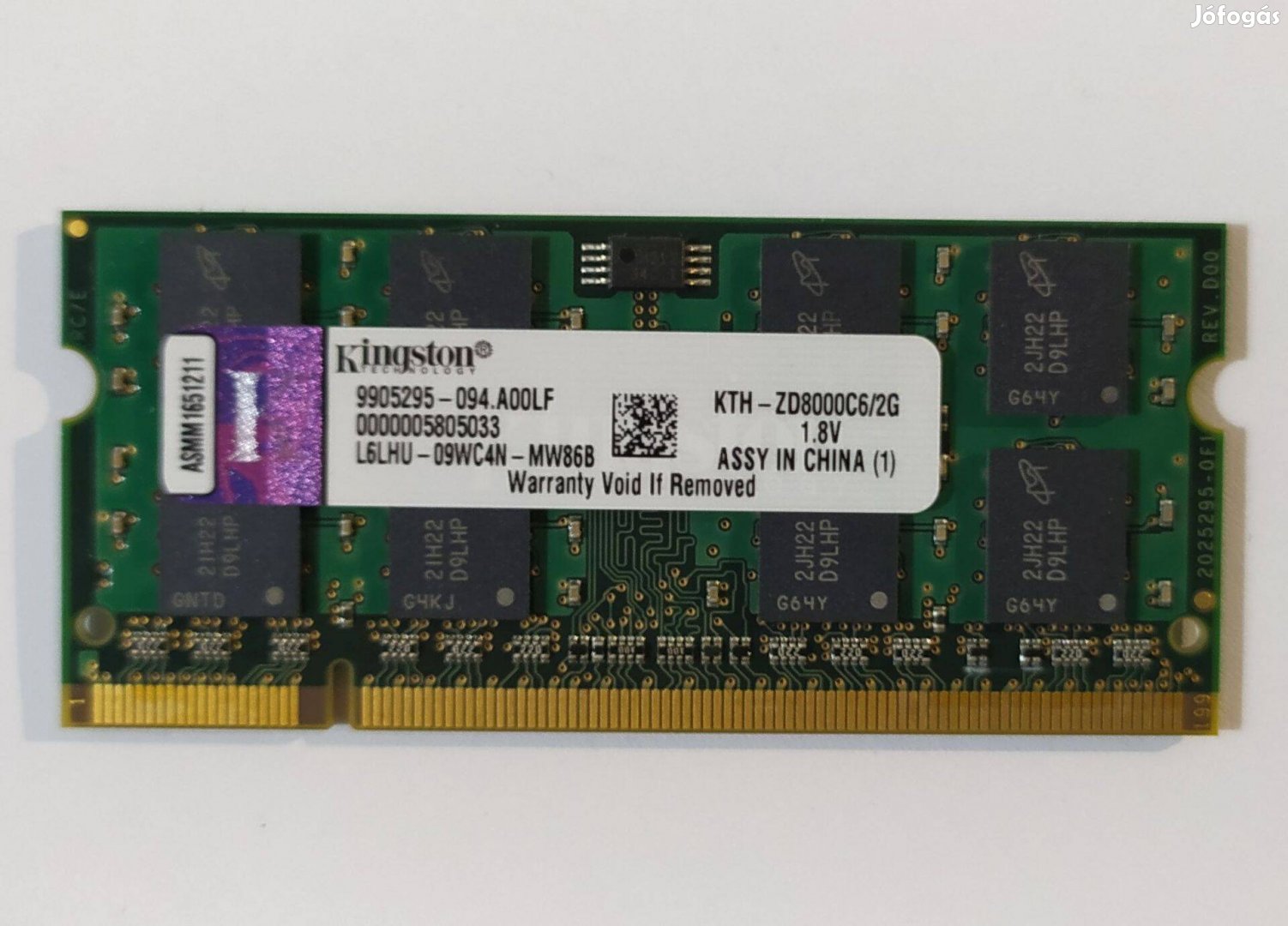 Kingston 2GB DDR2 800MHz laptop / notebook memória