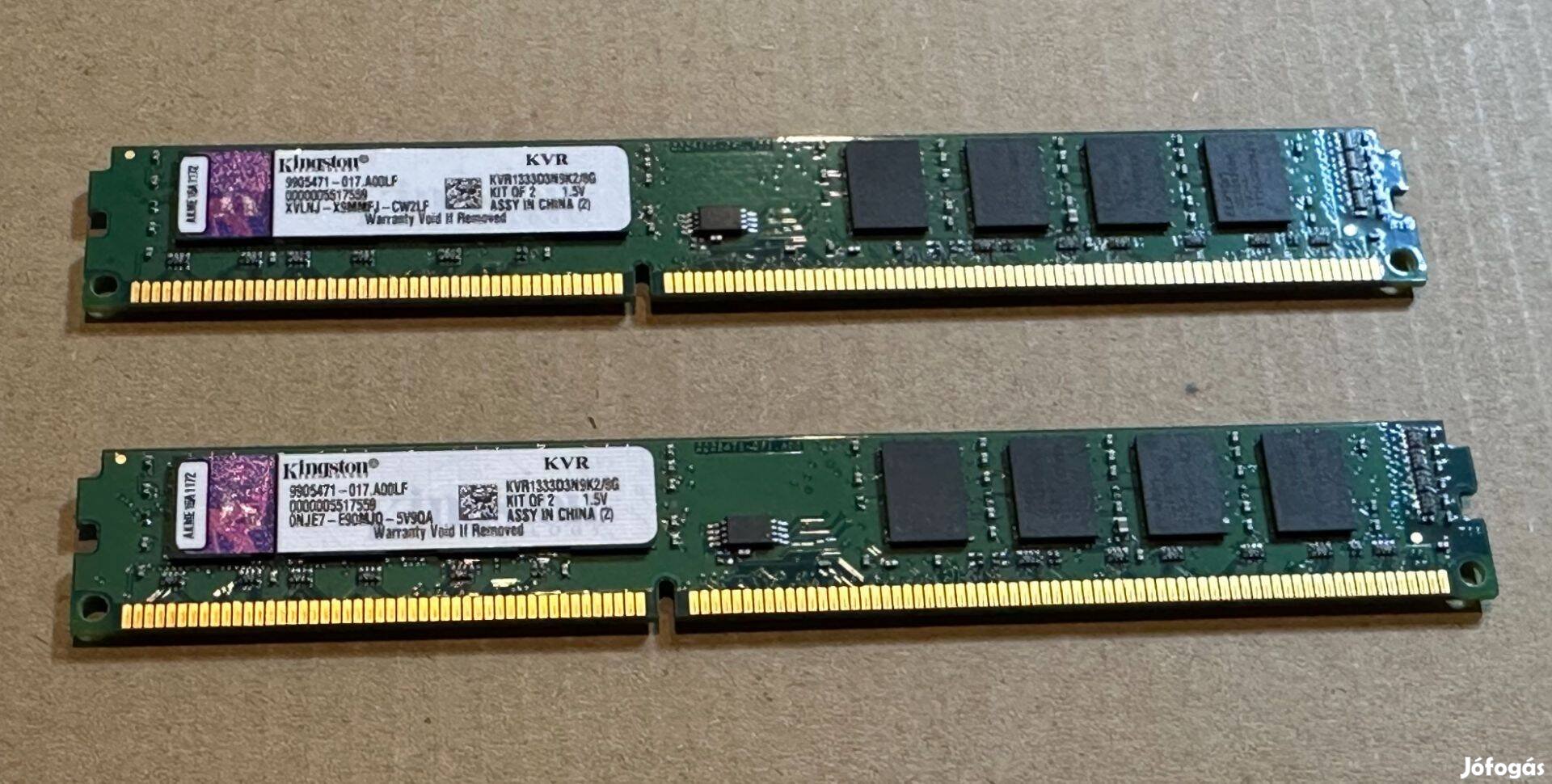 Kingston 2x4Gb DDR3-1333 alacsony memória KIT eladó