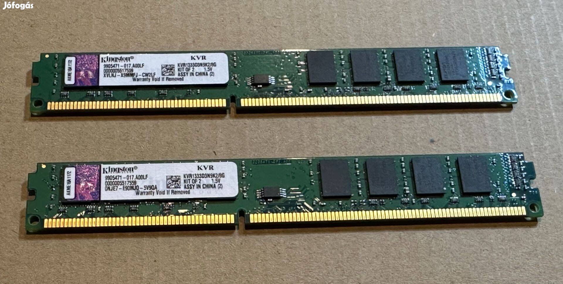 Kingston 2x4Gb DDR3-1333 alacsony memória KIT eladó