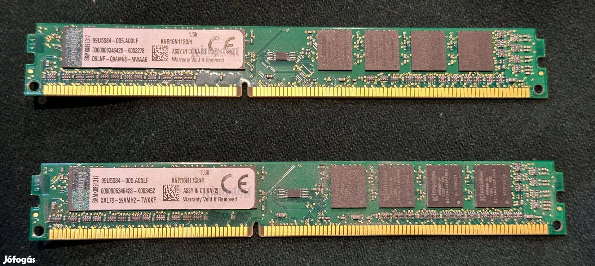 Kingston 2x4Gb DDR3-1600 alacsony memória modulok eladók