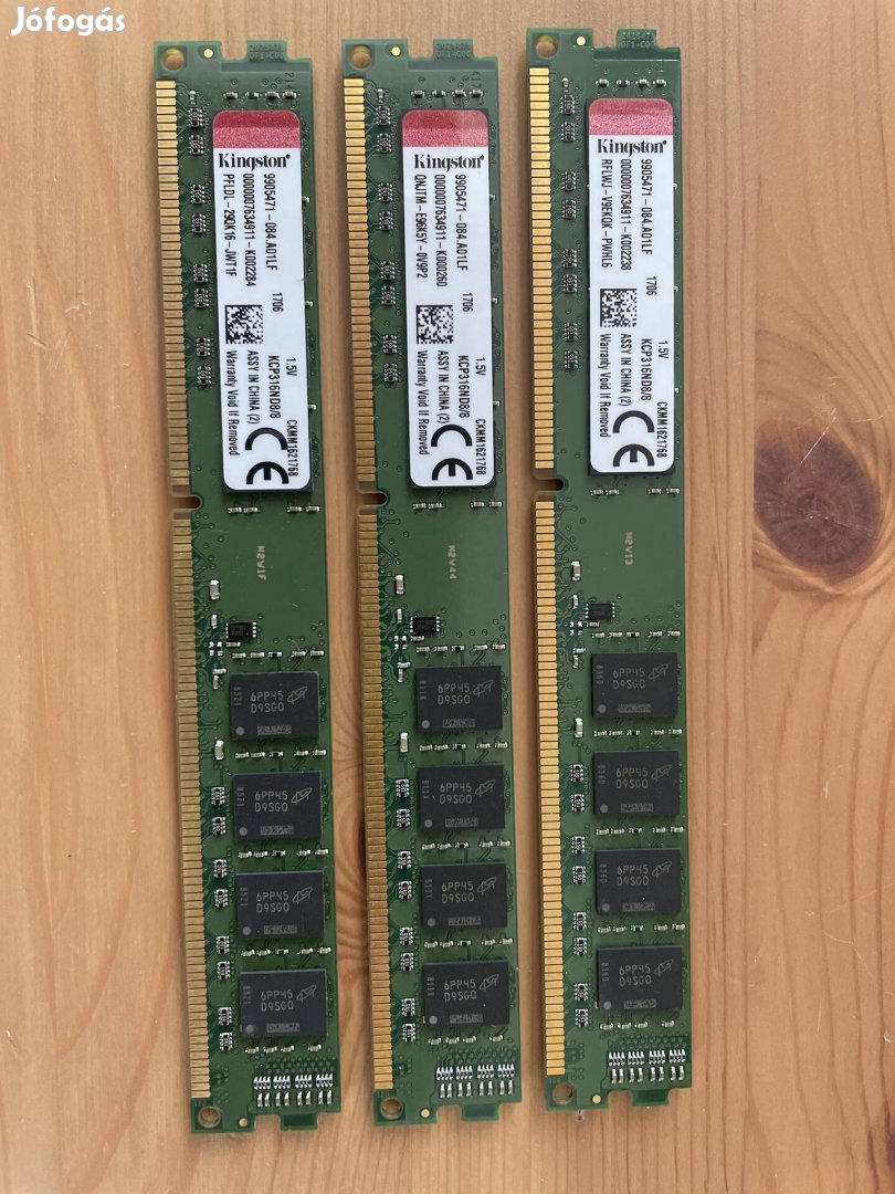 Kingston 3x 8GB DDR3 1600 MHz PC RAM memória