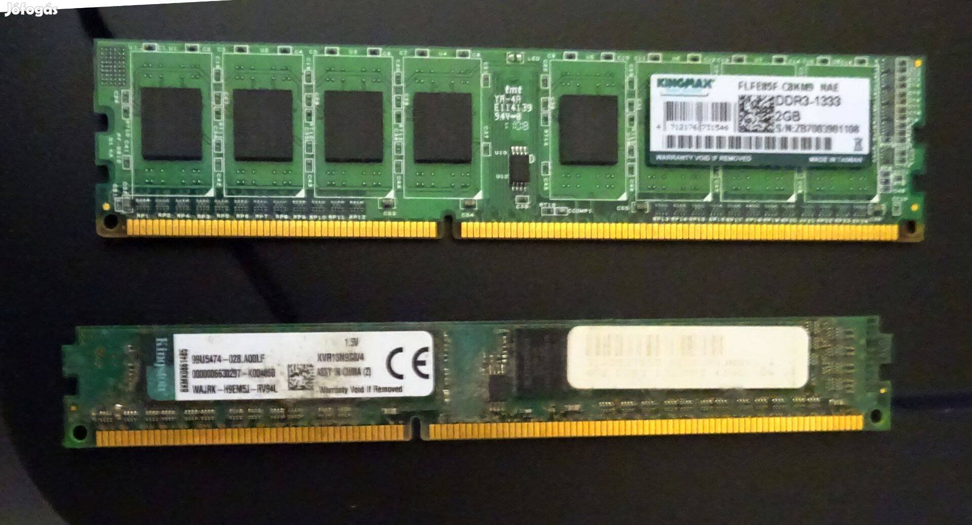 Kingston 4GB DD3 1333Mhz, és Kingmax 2GB DD3 1333Mhz memória