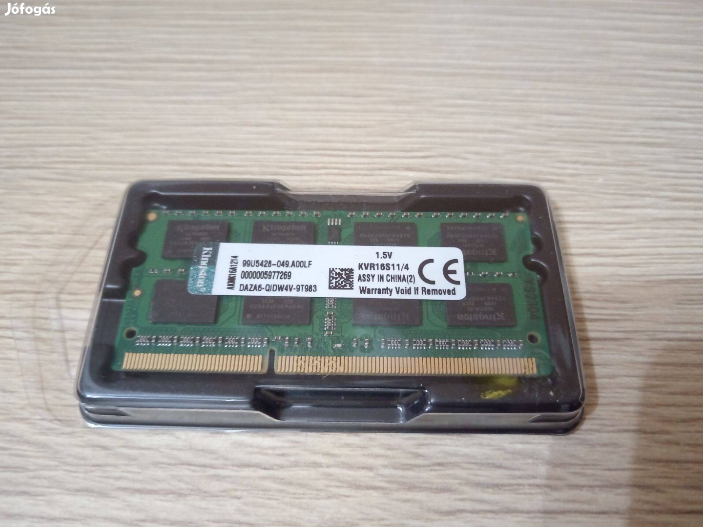 Kingston 4Gb DDR3 1600mhz PC3-12800 laptop memória újszerű Kvr16S11/4