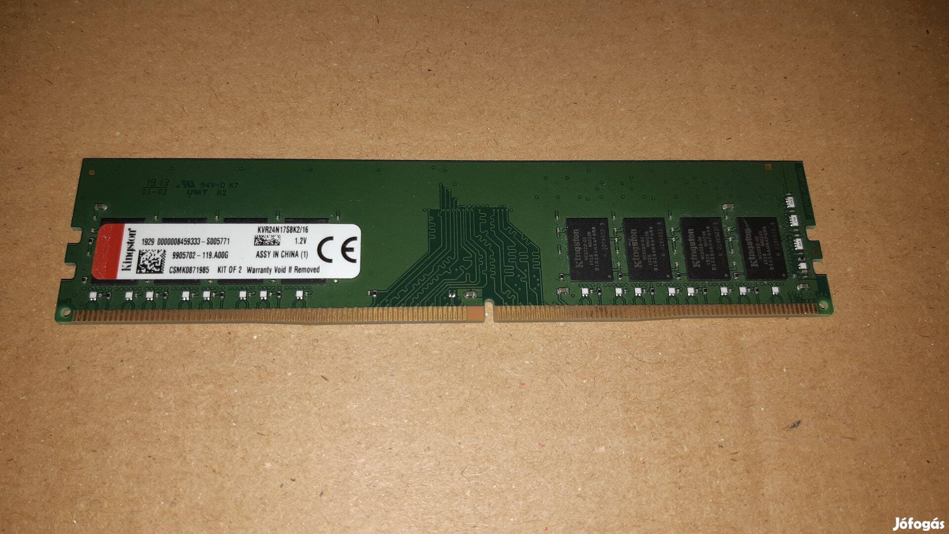 Kingston 8GB 2400MHz DDR4 memória