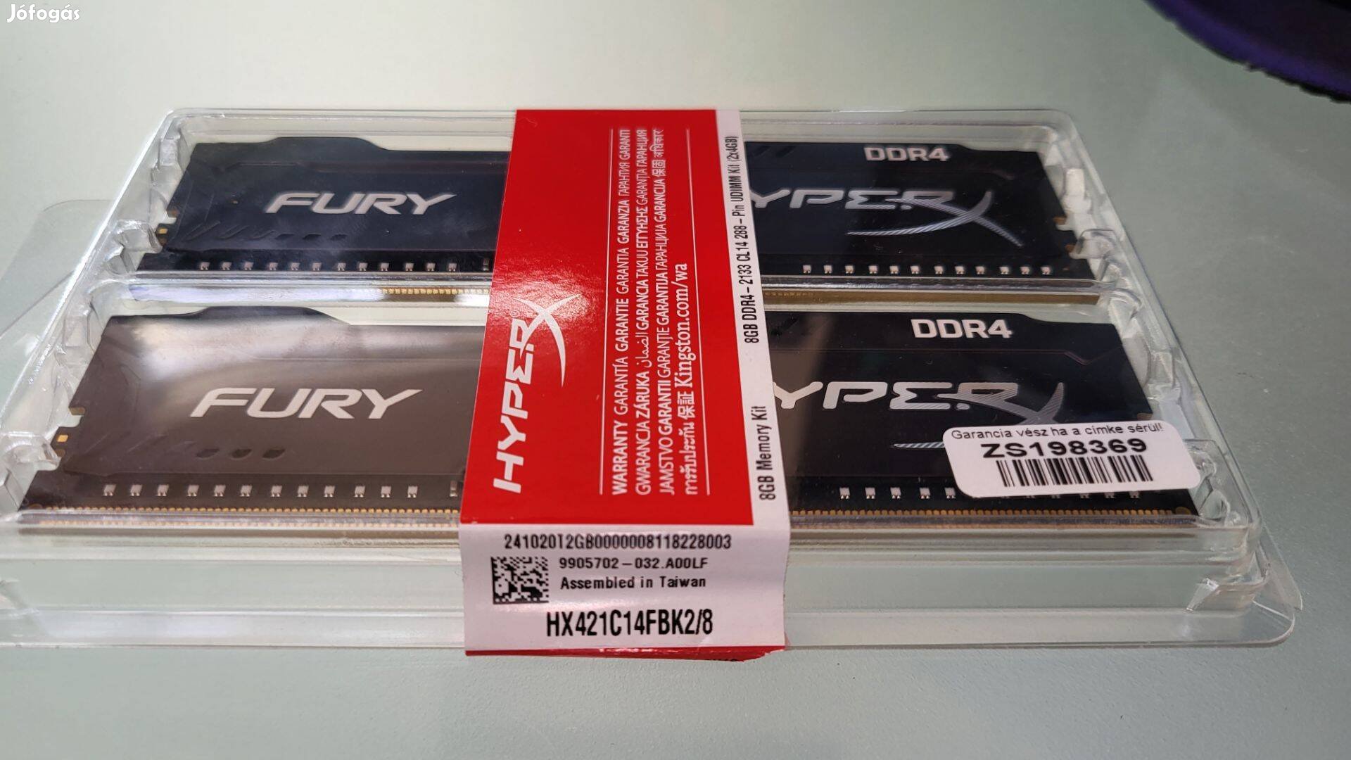 Kingston 8GB(2x4GB) DDR4 2133MHz CL14 Hyperx Fury Black dobozában