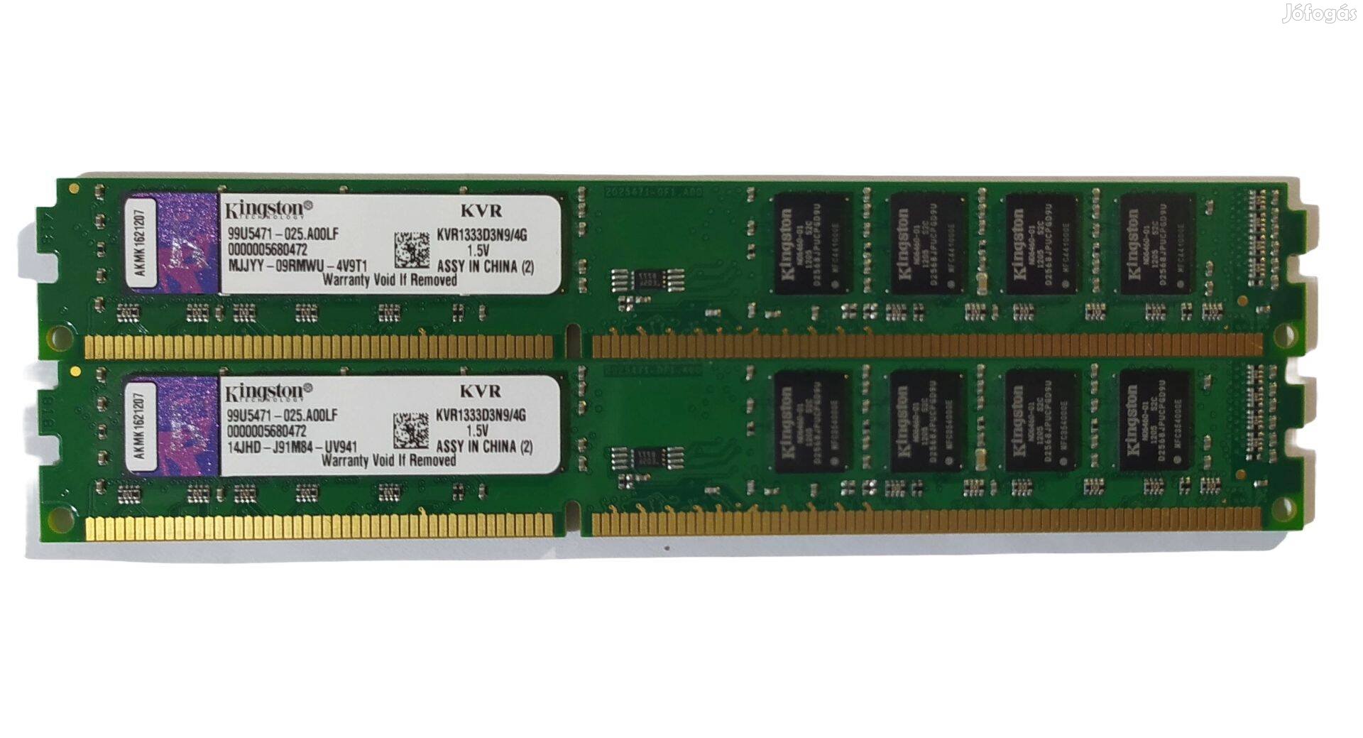Kingston 8GB (2x4GB) DDR3 1333MHz cl9 memória