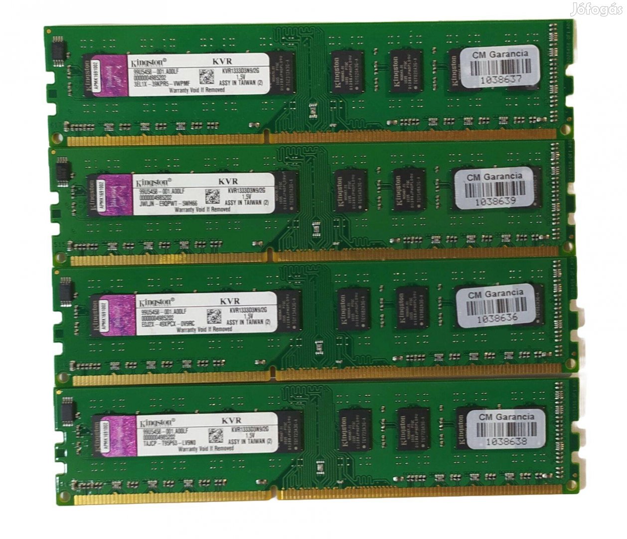 Kingston 8GB (4x2GB) DDR3 1333MHz cl9 memória