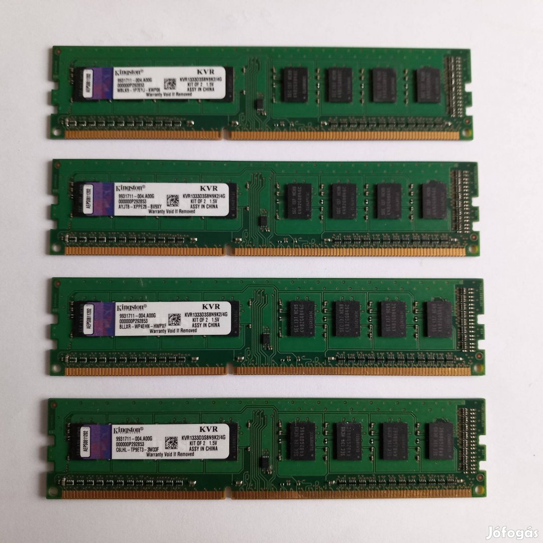 Kingston 8gb /4x2gb/ DDR3 1333 mhz-es memória 4db ára