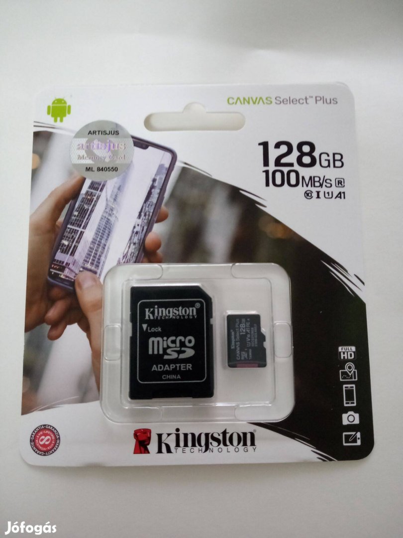 Kingston Canvas Select Plus microsdxc 128GB C10 memóriakártya