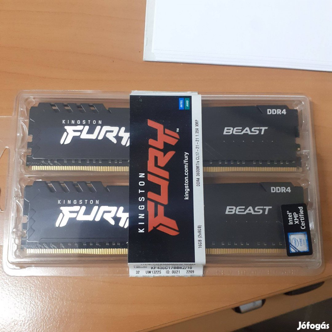 Kingston Fury Beast DDR4 16Gb 3600Mhz garanciális