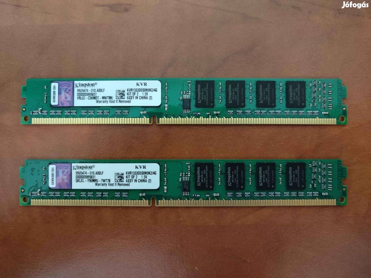 Kingston Valueram 4GB kit (2x2GB) DDR3 1333MHz alacsony memória / RAM