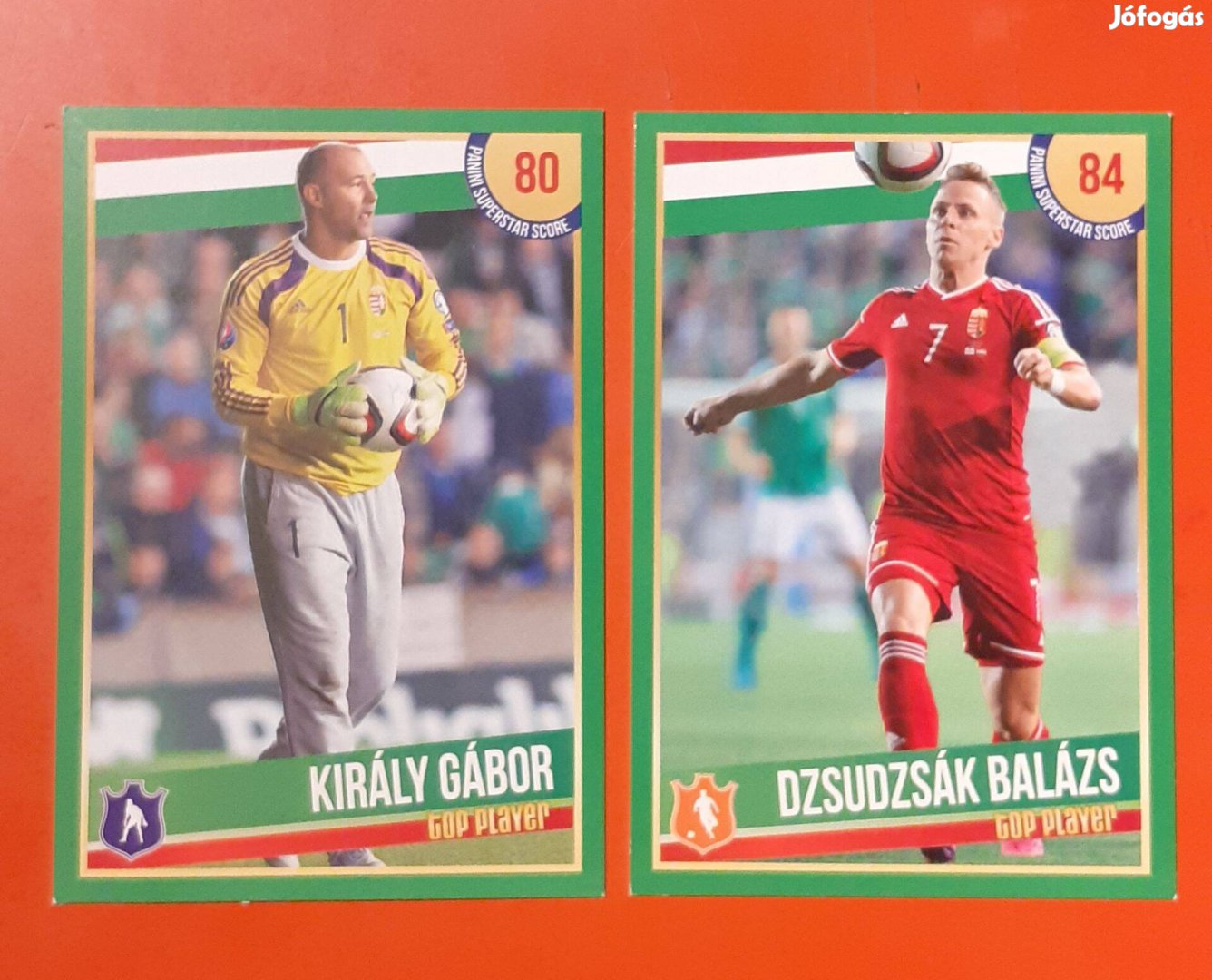 Király Gábor és Dzsudzsák Balázs Panini focis kártyák