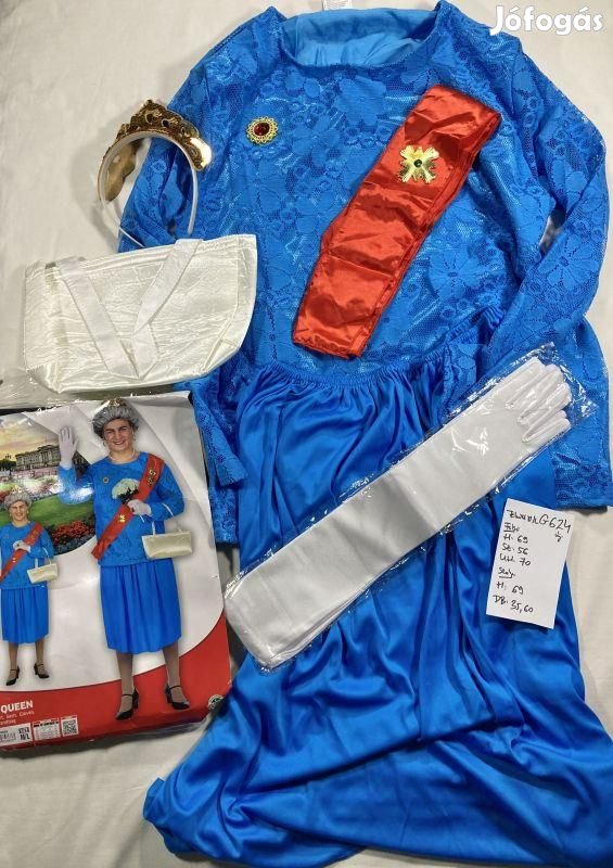 Királynő jelmez, Angol királynő jelmez, felnőtt jelmez, új G624