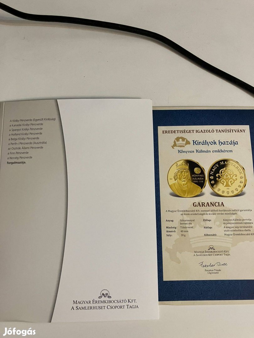 Királyok Hazája, Aranyozott Könyves Kálmán Emlékérem