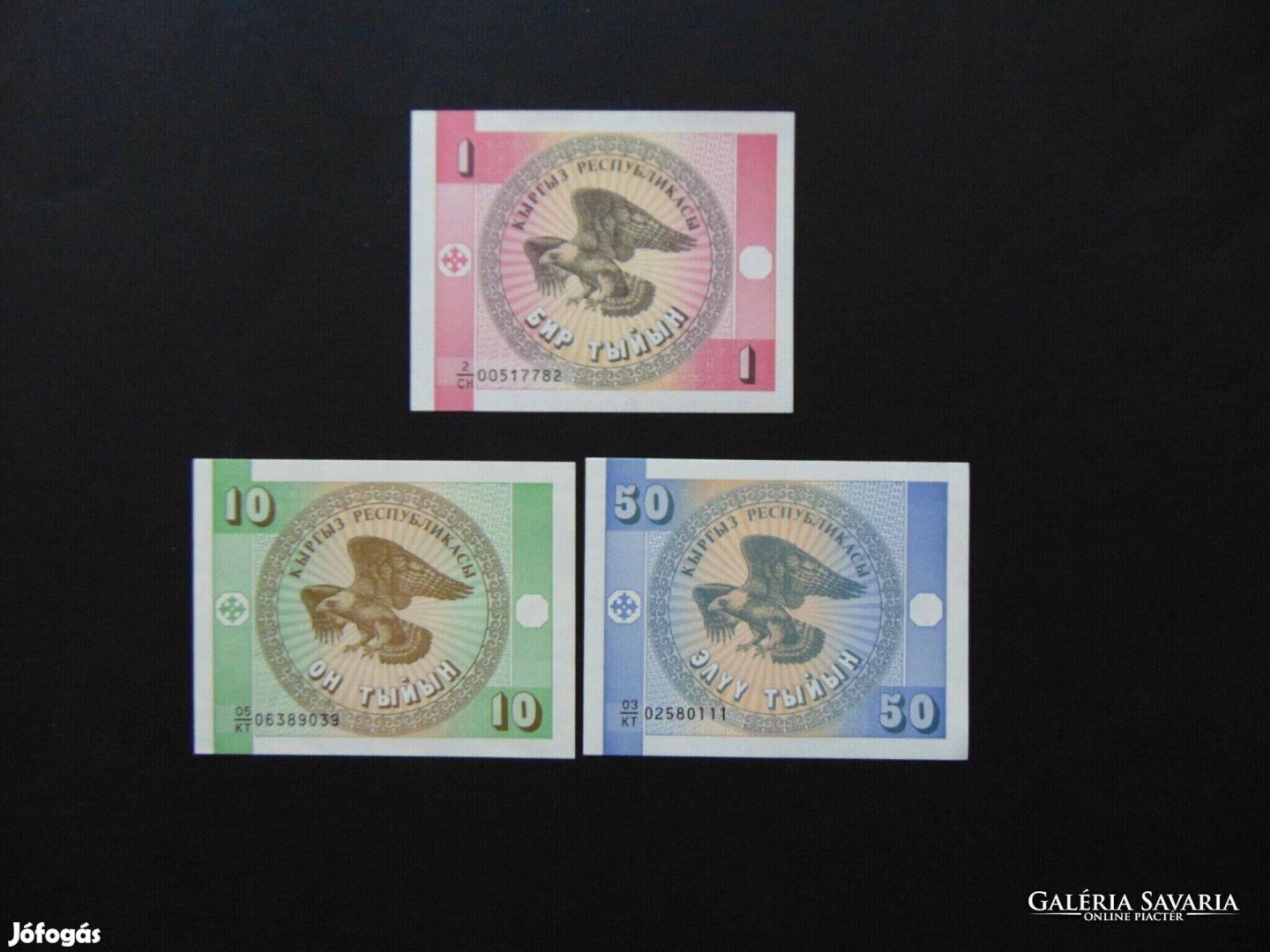 Kirgizisztán 1 - 10 -50 szom LOT ! Hajtatlan bankjegyek