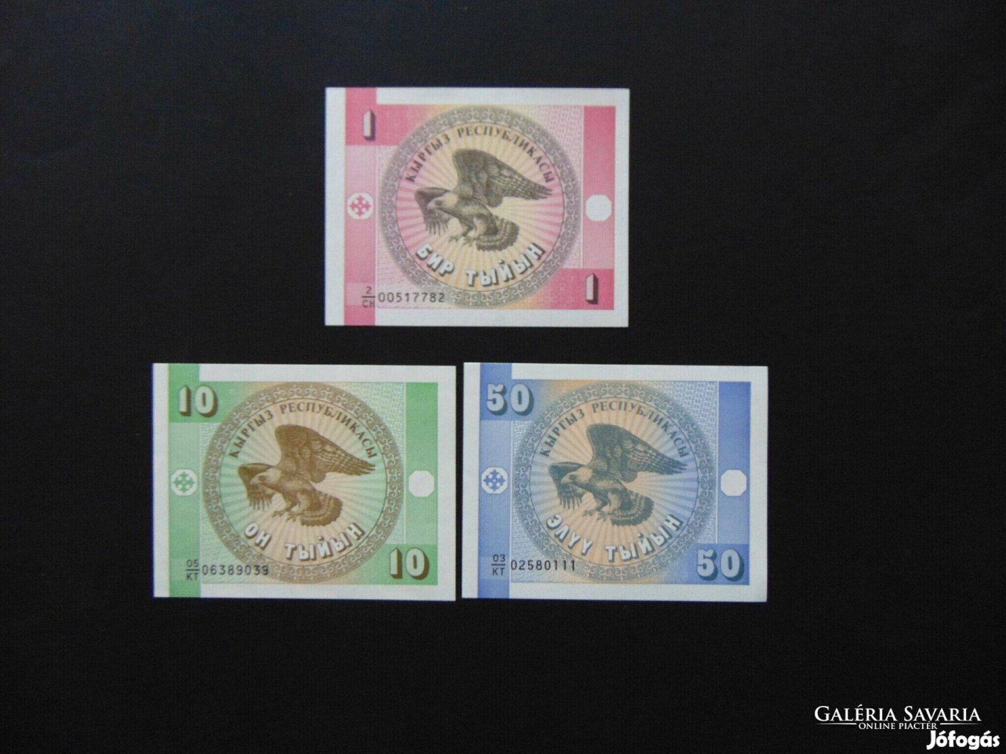 Kirgizisztán 1 - 10 -50 szom LOT ! Hajtatlan bankjegyek