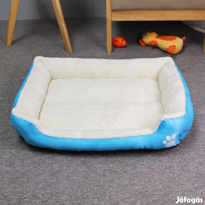 Kisállat fekhely, L méret, világoskék-elefántcsont fehér kutya /