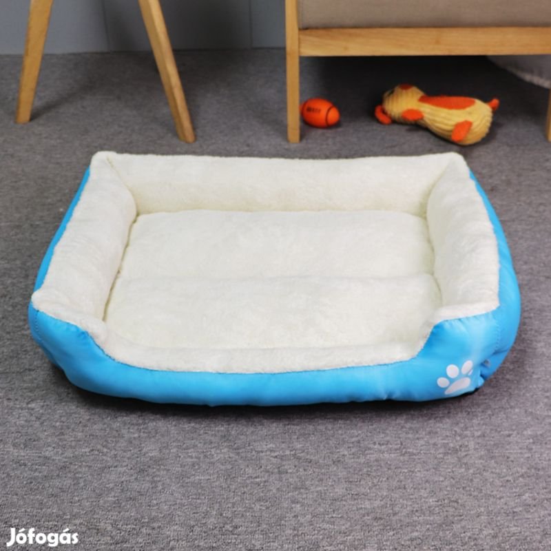 Kisállat fekhely, L méret, világoskék-elefántcsont fehér kutya /