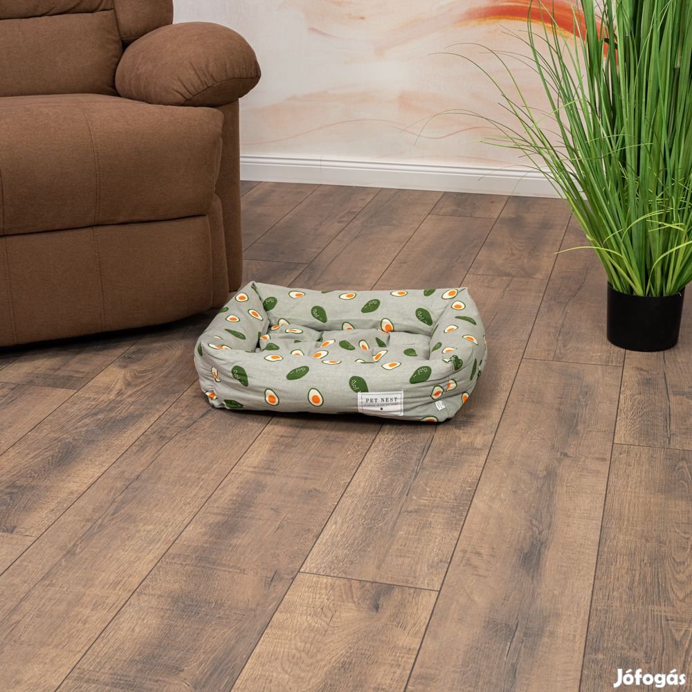 Kisállat fekhely, M méret, világoszöld avokádó mintás kutya / macska
