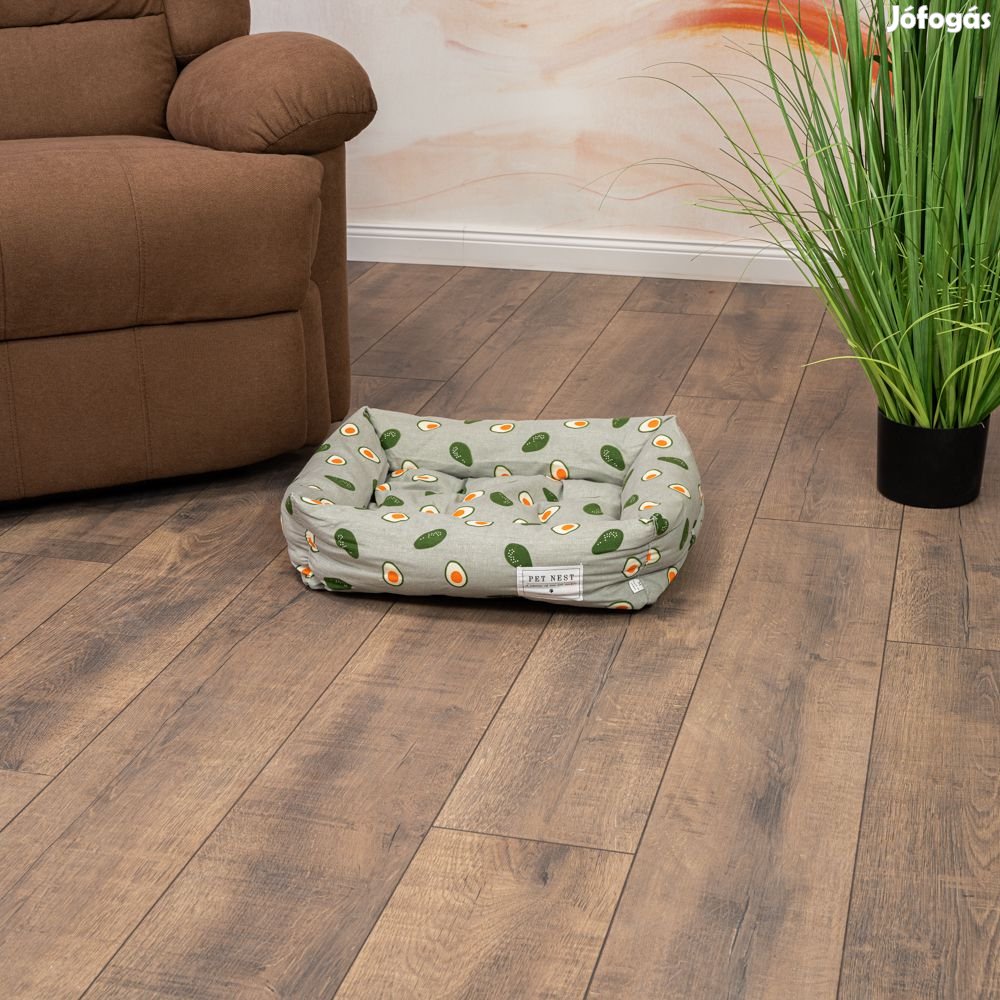 Kisállat fekhely, M méret, világoszöld avokádó mintás kutya / macska