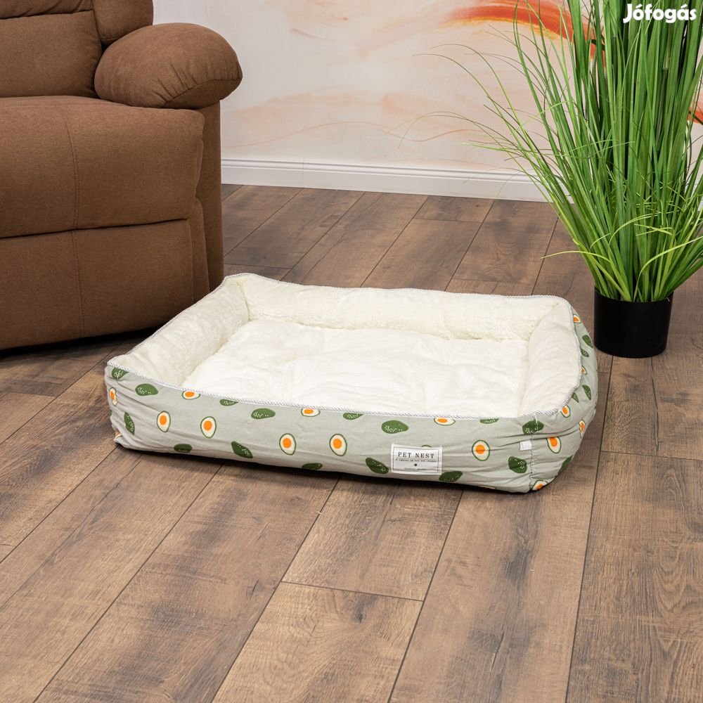 Kisállat fekhely, XL méret, világoszöld avokádó mintás, téli változat