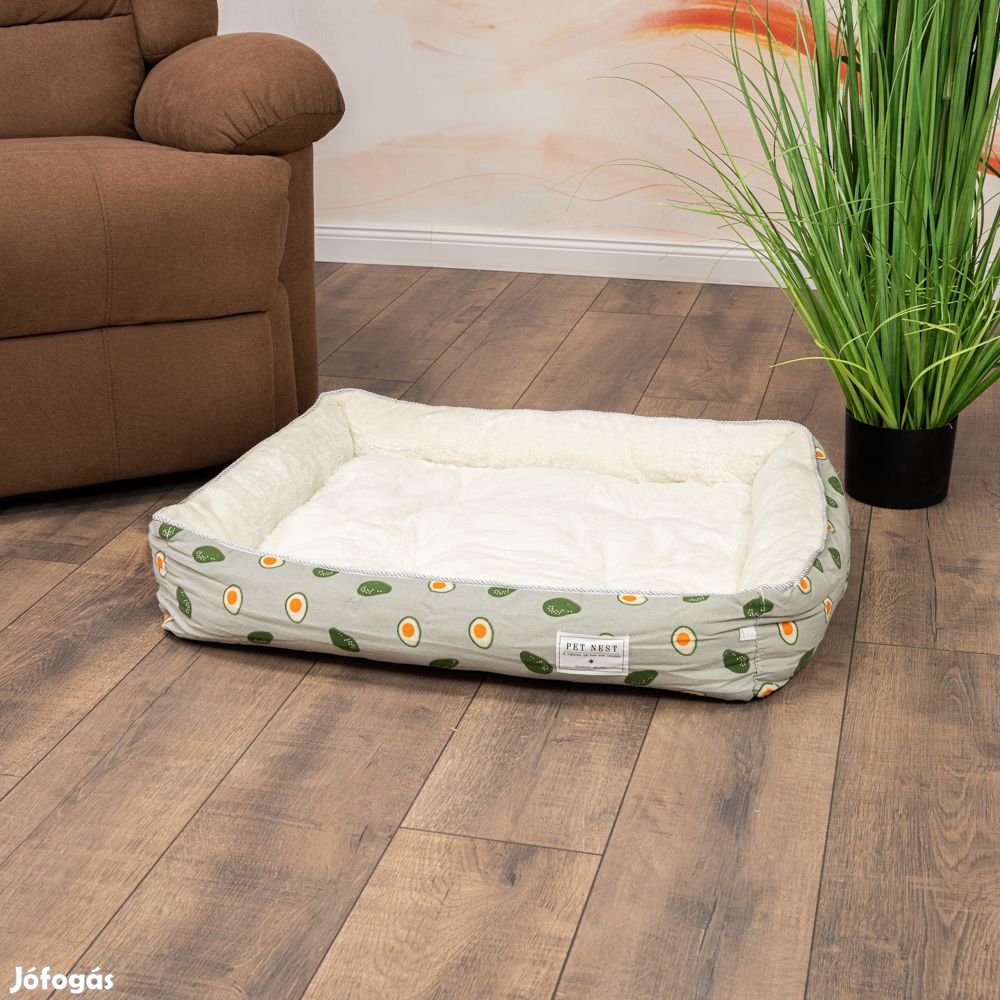 Kisállat fekhely, XL méret, világoszöld avokádó mintás, téli változat