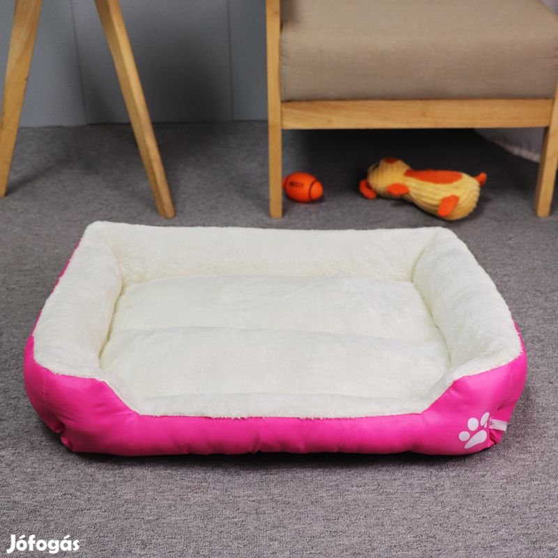 Kisállat fekhely, XXL méret, rózsaszín-elefántcsont fehér kutya /