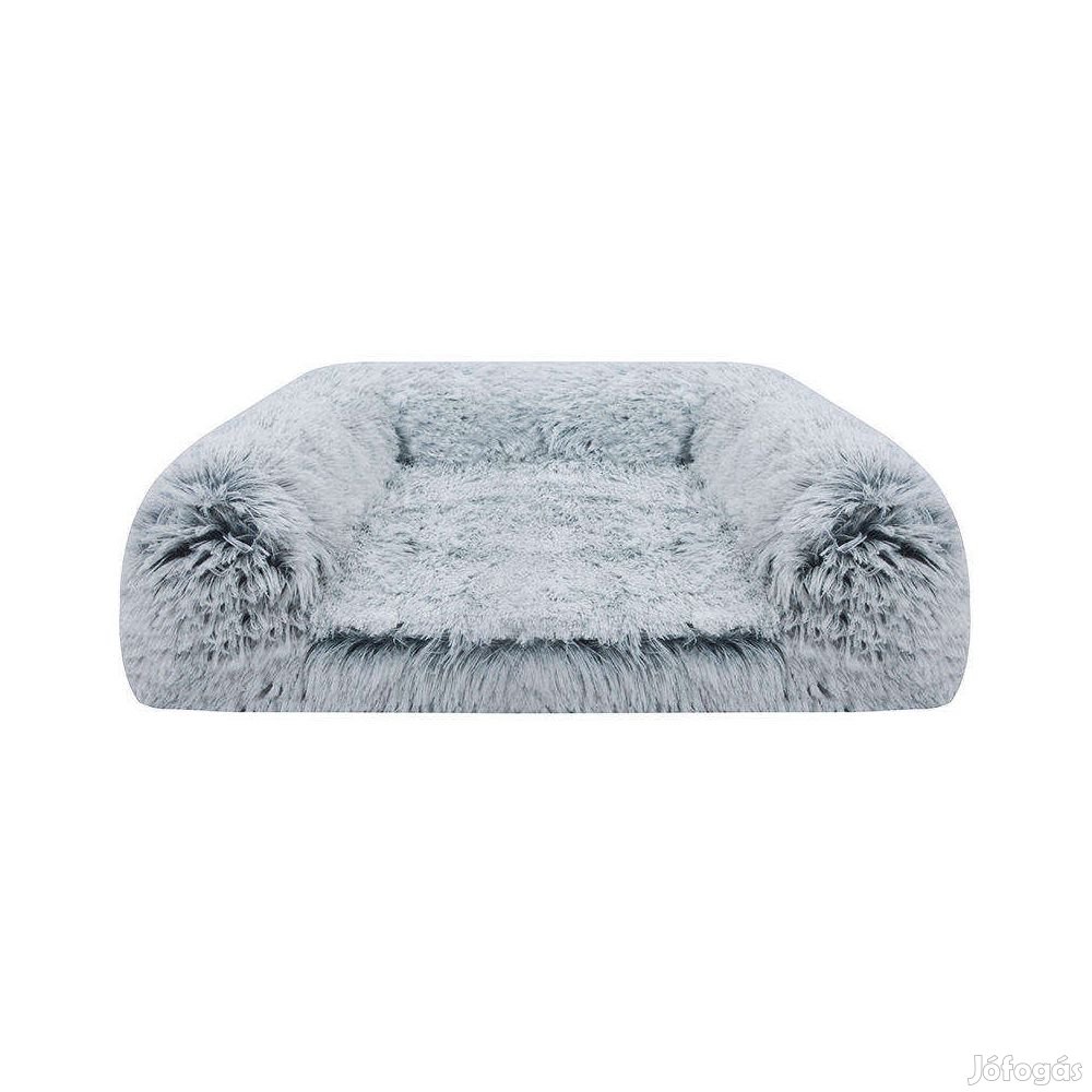 Kisállat fekhely, szófa formájú M-méret, világosszürke-szőrmés