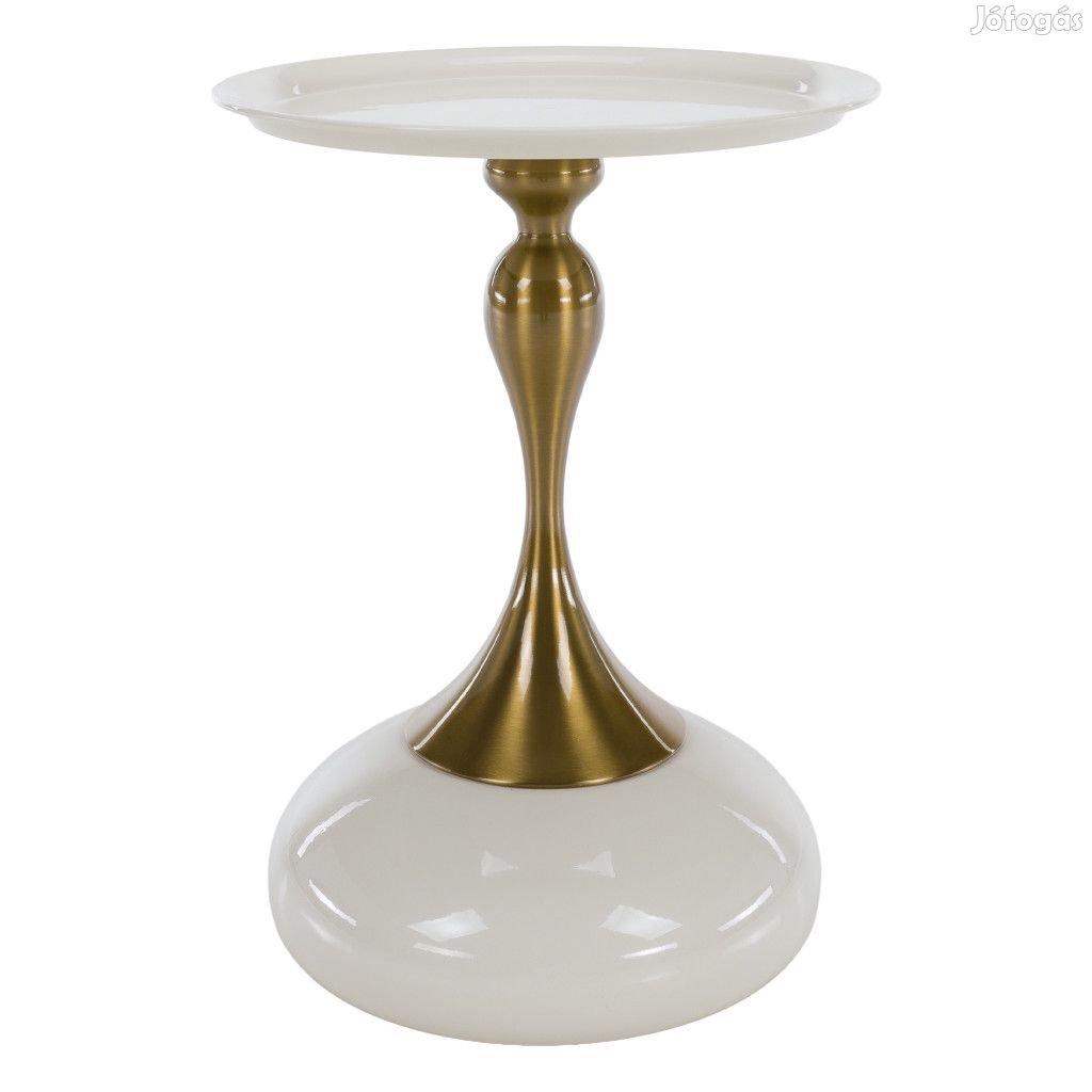 Kisasztal, fehér Ivory/arany, FEJ