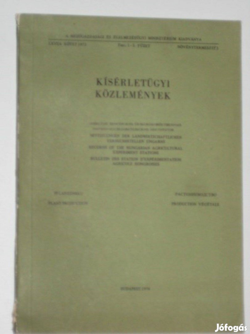 Kísérleti közlemények 1974